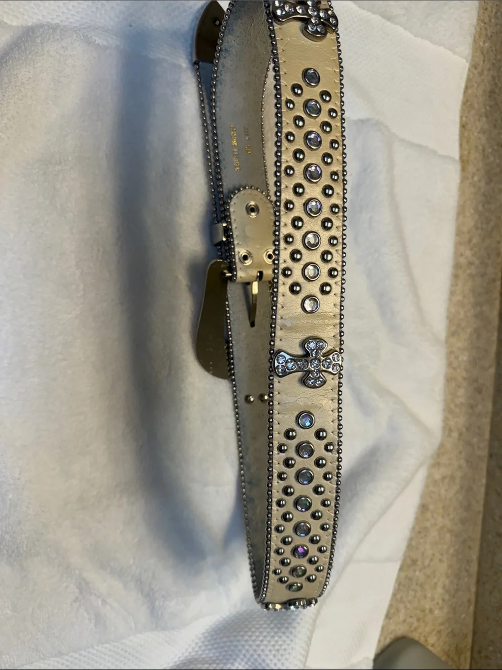Embellished Silver Rhinestone Western Buckle Belt - Women